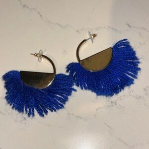 BaubleBar Blue and Gold Fringe Earrings